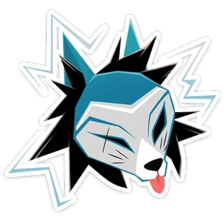 😜 wolf, cartoon, sticker, animal, geometric, mask telegram sticker