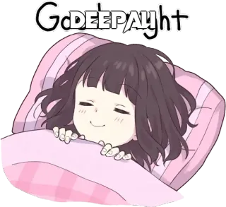 🤔 Go DEEPALight Anime, Slapen, Schattig, Kussen, Meisje telegram sticker