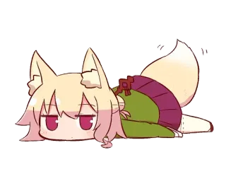 🦊 Anime, Renard, Chibi, Mignon, Couché, Paresseux telegram sticker