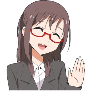 🖖 Anime, Desenho animado, Mulher, Óculos, Personagem, Saudação telegram sticker