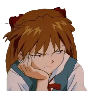 😐 Asuka Langley Soryu Neon Genesis Evangelion anime, character, girl, angry, neon genesis evangelion telegram sticker