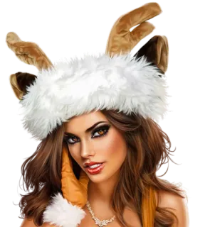 🙂 mujer, ciervo, navidad, sombrero, fiestas telegram sticker