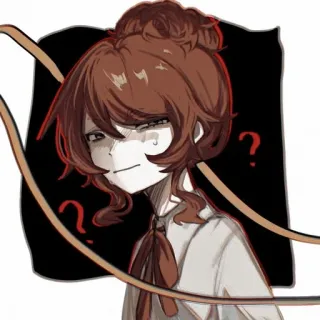 🧷 Anime, Garota, Triste, Pontos de interrogação, Emocional, Cabelo ruivo whatsapp sticker