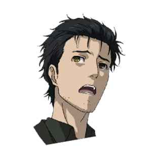 😨 Okabe Rintaro Steins;Gate Аниме, Мужчина, Серьезный, Портрет, Лицо, Врата Штейна telegram sticker