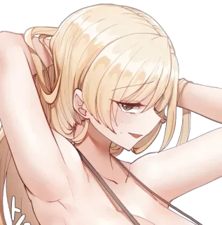 😏 Anime, Mädchen, Bikini, Blondine, Frau telegram sticker