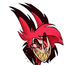 ☺️ Alastor Hazbin Hotel iblis, merah, radio, tersenyum, kartun telegram sticker
