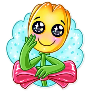 😊 bunga, tulip, imut, kawaii, stiker, tanaman whatsapp sticker