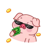 😎 pig, money, rich, sunglasses, cartoon telegram sticker