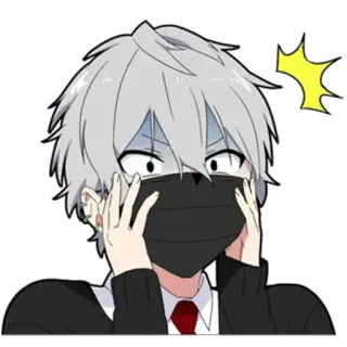 😨 애니메이션, 캐릭터, 마스크, 놀란, 귀여운, 애니 남 telegram sticker