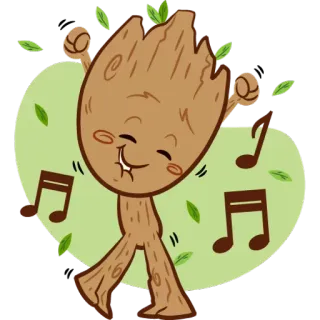 ☘️ Groot Guardians of the Galaxy Groot, menari, Marvel, pohon, imut, kartun telegram sticker
