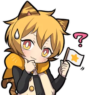 ❓ 애니메이션, 고양이, 물음표, 스티커, 노란색, 깃발, 별 telegram sticker