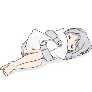 😊 sleeping, anime, girl, pillow, cute, relaxing telegram sticker