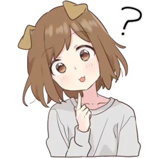 😶 Anime, Chica, Pregunta, Pensando, Orejas de perro whatsapp sticker
