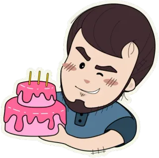 🥞 ulang tahun, kue, perayaan, pesta, kartun, pria, makanan penutup telegram sticker