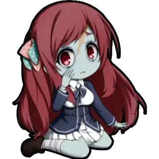 😍 Zombie, Anime, Chibi, Mignon, Fille, Mort-vivant telegram sticker