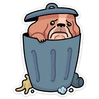 ⭐ chien, triste, poubelle, poubelle, dessin animé, animal telegram sticker