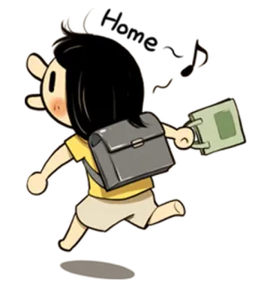 🏠 cartoon, running, school, child, backpack, book, cute telegram sticker