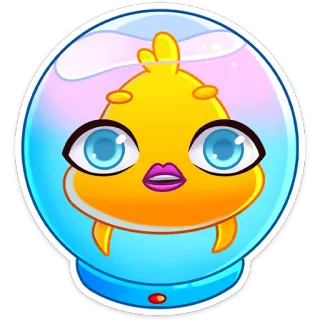 😳 fish, cartoon, aquarium, animal, cute, yellow, blue whatsapp sticker