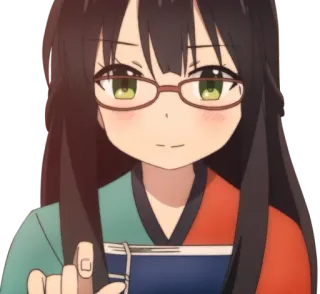 🙂 Anime, Chica, Gafas, Linda, Kawaii whatsapp sticker
