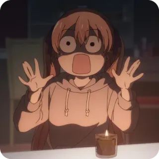 😱 przestraszony, anime, świeca, ciemny, zszokowany, dziewczyna telegram sticker