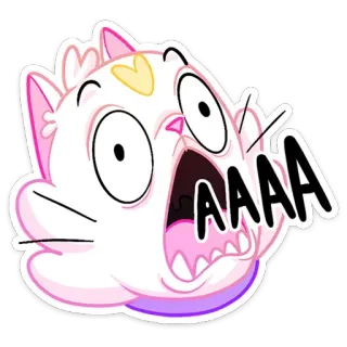 🤬 AAAA кот, животное, наклейка, мультфильм, кричащий, в шоке telegram sticker