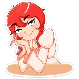 ☺ การ์ตูน, อนิเมะ, ผู้หญิง, ผมแดง, กระ whatsapp sticker