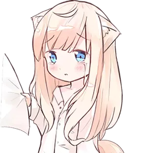 😢 fille anime, pleurer, kawaii, triste, larmes, manga, oreilles de chat whatsapp sticker