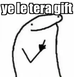 😂 ye le tera gift middle finger, offensive, cartoon, meme, gift telegram sticker