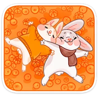 🍊 토끼, 바니, 동물, 귀여운, 겨울, 머플러, 스웨터, 주황색 telegram sticker