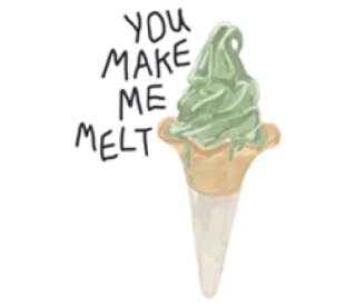 ❤️ мороженое, десерт, рожок, сладкий, еда, зеленый чай telegram sticker