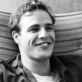 〰 Marlon Brando Schauspieler, Porträt, Schwarzweiß, Promi, Klassiker, Film whatsapp sticker