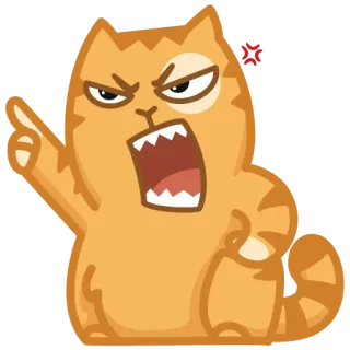😠 кот, злой, мультик, стикер, выражение, оранжевый telegram sticker