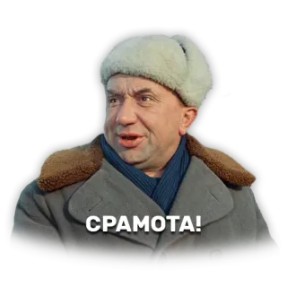 🌚 СРАМОТА! Русский, Зима, Стикер, Мужчина, Шапка-ушанка whatsapp sticker
