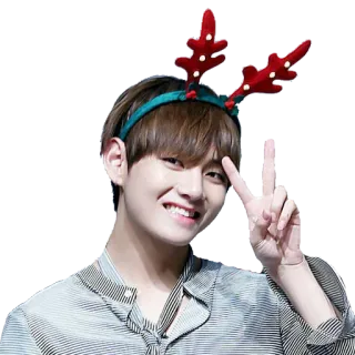✌️ 사람, 웃음, 사슴뿔, 머리띠, 크리스마스 telegram sticker
