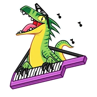 🎹 dinosaurio, dibujos animados, teclado, música, animal, reptil telegram sticker