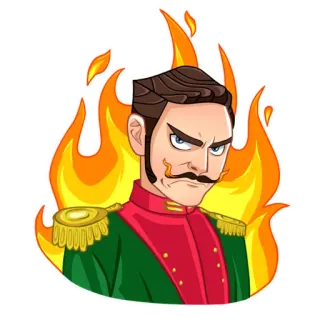 🤬 uomo, fuoco, uniforme militare, ufficiale, baffi telegram sticker