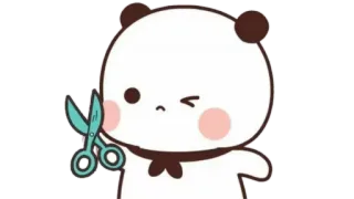 🫖 Panda, Tijeras, Mono, Dibujos animados, Kawaii, Oso telegram sticker