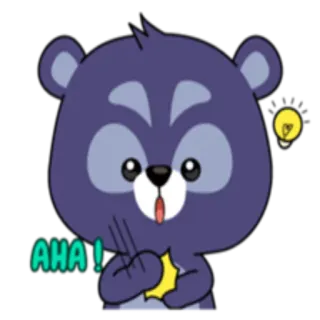 💡 AHA! ours, dessin animé, ampoule, idée, aha, surprise telegram sticker