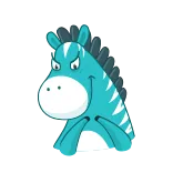 😈 zebra, dier, cartoon, blauw, schattig, mascotte, personage telegram sticker
