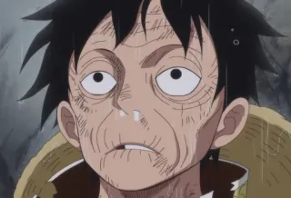 👴 Luffy One Piece 애니메이션, 지친, 원피스, 루피, 만화, 망가, 땀 telegram sticker