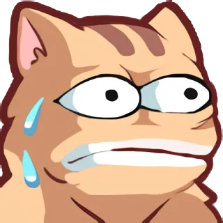 🐸 แมว, เหงื่อ, ประหม่า, อนิเมะ, เครียด telegram sticker