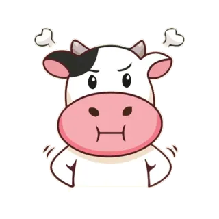 😕 krowa, zły, kreskówka, zwierzę, wściekły, parujący telegram sticker