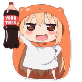 😭 Umaru Doma Himouto! Umaru-chan YOUR
TEARS anime, manga, cola, soda, drinking, beverage, comedy telegram sticker