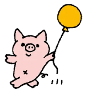 🎈 cerdo, animal, lindo, dibujos animados, globo telegram sticker