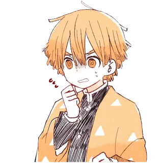 😥 Zenitsu Agatsuma Demon Slayer Anime, Thanh gươm diệt quỷ, Zenitsu, sợ hãi, vàng telegram sticker