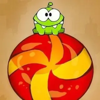 🍭 Om Nom Cut the Rope Om Nom, Cut the Rope, bonbon, sucette, monstre vert, personnage de jeu whatsapp sticker