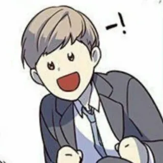 😀 애니메이션, 만화, 행복, 신남, 남자, 정장, 넥타이 telegram sticker