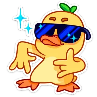 😎 pato, desenho animado, animal, legal, óculos de sol, brilho, alegre telegram sticker