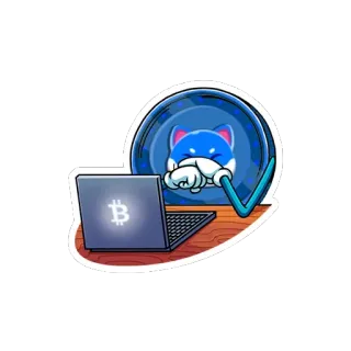 💻 crypto, bitcoin, shiba inu, doge, dogecoin, cryptocurrency, meme, laptop whatsapp sticker
