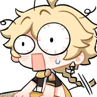 💠 Aether Genshin Impact อนิเมะ, วิดีโอเกม, ตลก, ตกใจ, ปฏิกิริยา, ผมบลอนด์ telegram sticker
